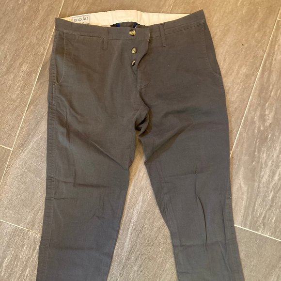 Men's epaulet gray chino size 34 - Picture 1 of 1